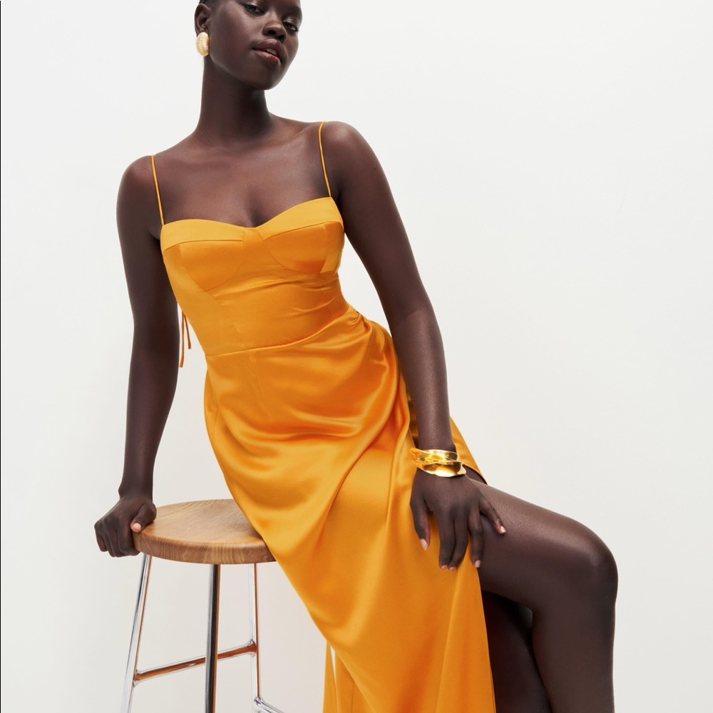 Reformation Marguerite dress size 6 orange